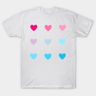 Mini Blue/Pink Hearts Sticker Pack T-Shirt